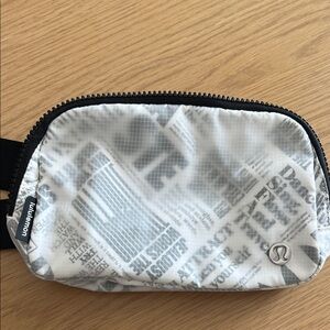 lululemon athletica White & Black Newspaper Print Waist Bag